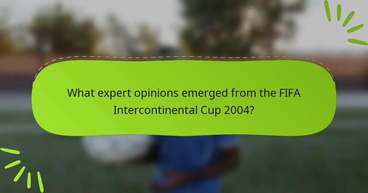 What expert opinions emerged from the FIFA Intercontinental Cup 2004?