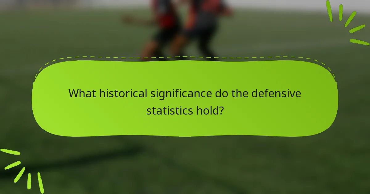 What historical significance do the defensive statistics hold?
