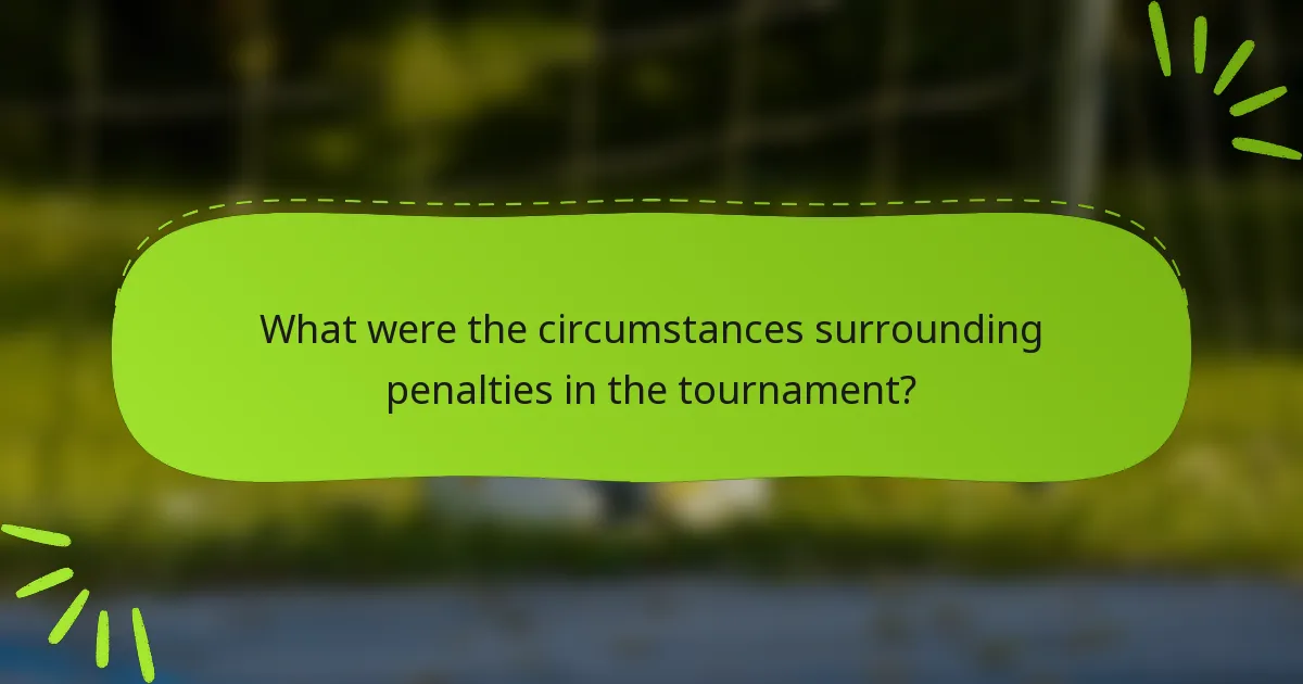 What were the circumstances surrounding penalties in the tournament?