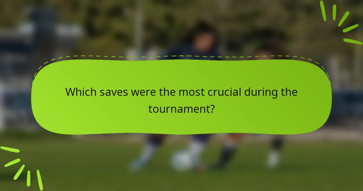 Which saves were the most crucial during the tournament?